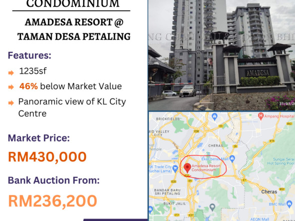 Bank Lelong Amadesa Resort Condominium, Taman Desa Petaling, Kuala Lumpur for Auction