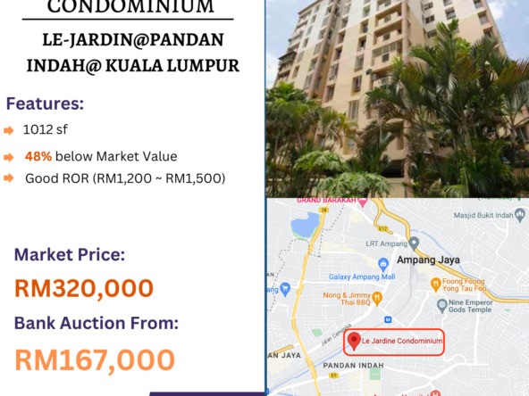 Bank Lelong Condominium @ Le Jardin Condo @ Pandan Indah, Kuala Lumpur for Auction New
