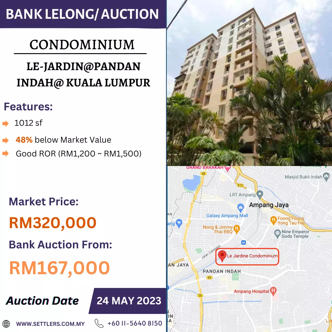 Bank Lelong Condominium @ Le Jardin Condo @ Pandan Indah, Kuala Lumpur for Auction New
