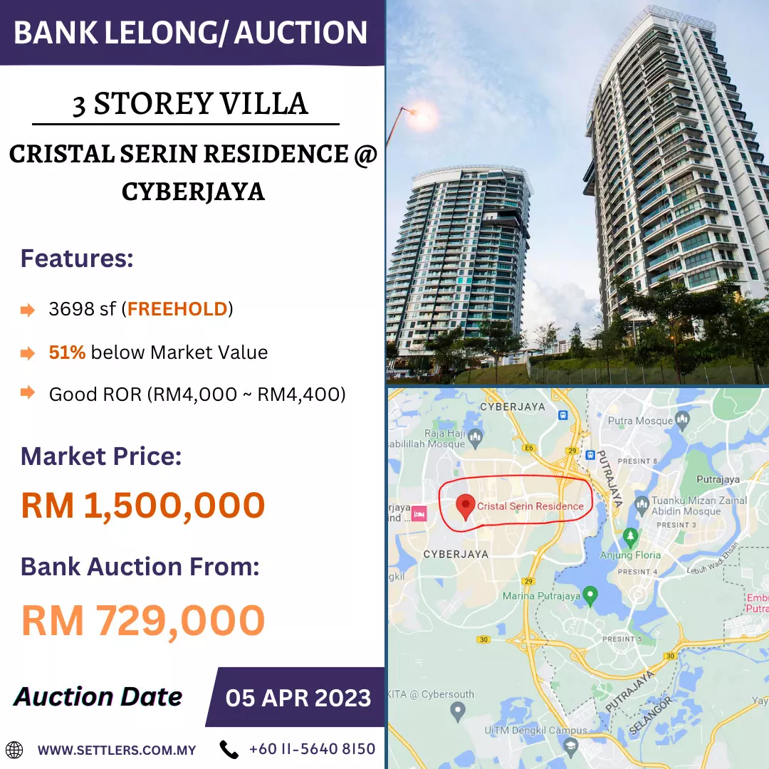Bank Lelong Cristal Serin Residence, Cyberjaya for Auction