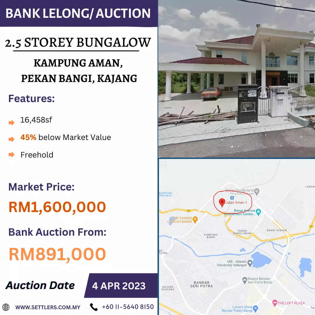 Bank Lelong Kampung Aman, Pekan Bangi, Kajang, Selangor for Auction
