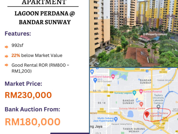 Bank Lelong Lagoon Perdana, Bandar Sunway, Petaling Jaya, Selangor for Auction