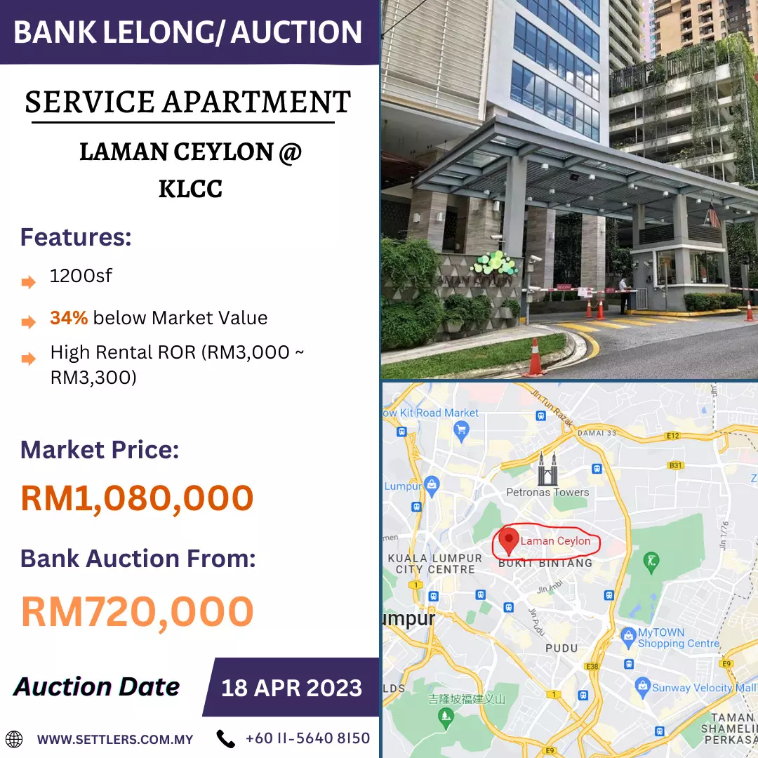 Bank Lelong Laman Ceylon (KLCC), Jalan Ceylon, Kuala Lumpur for Auction