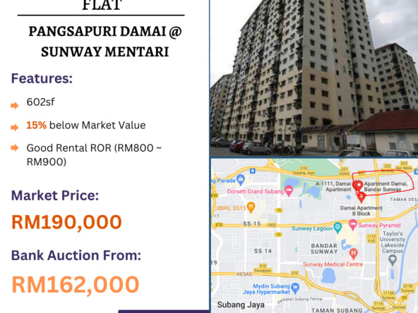 Bank Lelong Pangsapuri Damai, Sunway Mentari, Petaling Jaya, Selangor for Auction