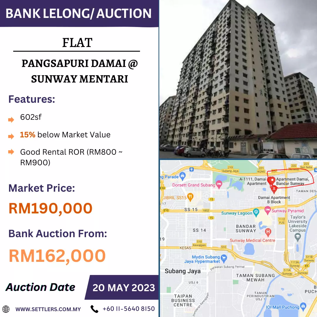 Bank Lelong Pangsapuri Damai, Sunway Mentari, Petaling Jaya, Selangor for Auction
