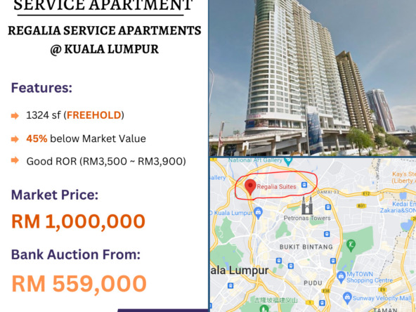 Bank Lelong Regalia Service Apartments, Jalan Sultan Ismail, Kuala Lumpur for Auction