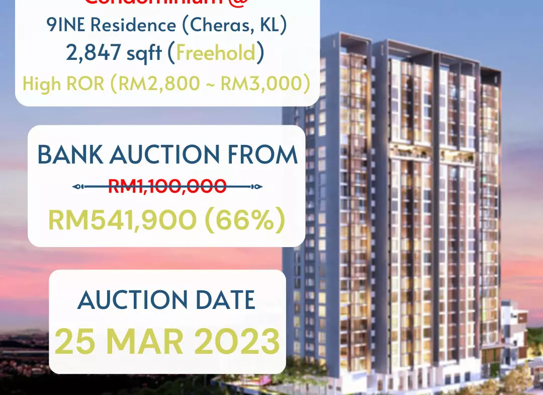 bank lelong 9INE Residence (Cheras), Cheras, Kuala Lumpur for Auction
