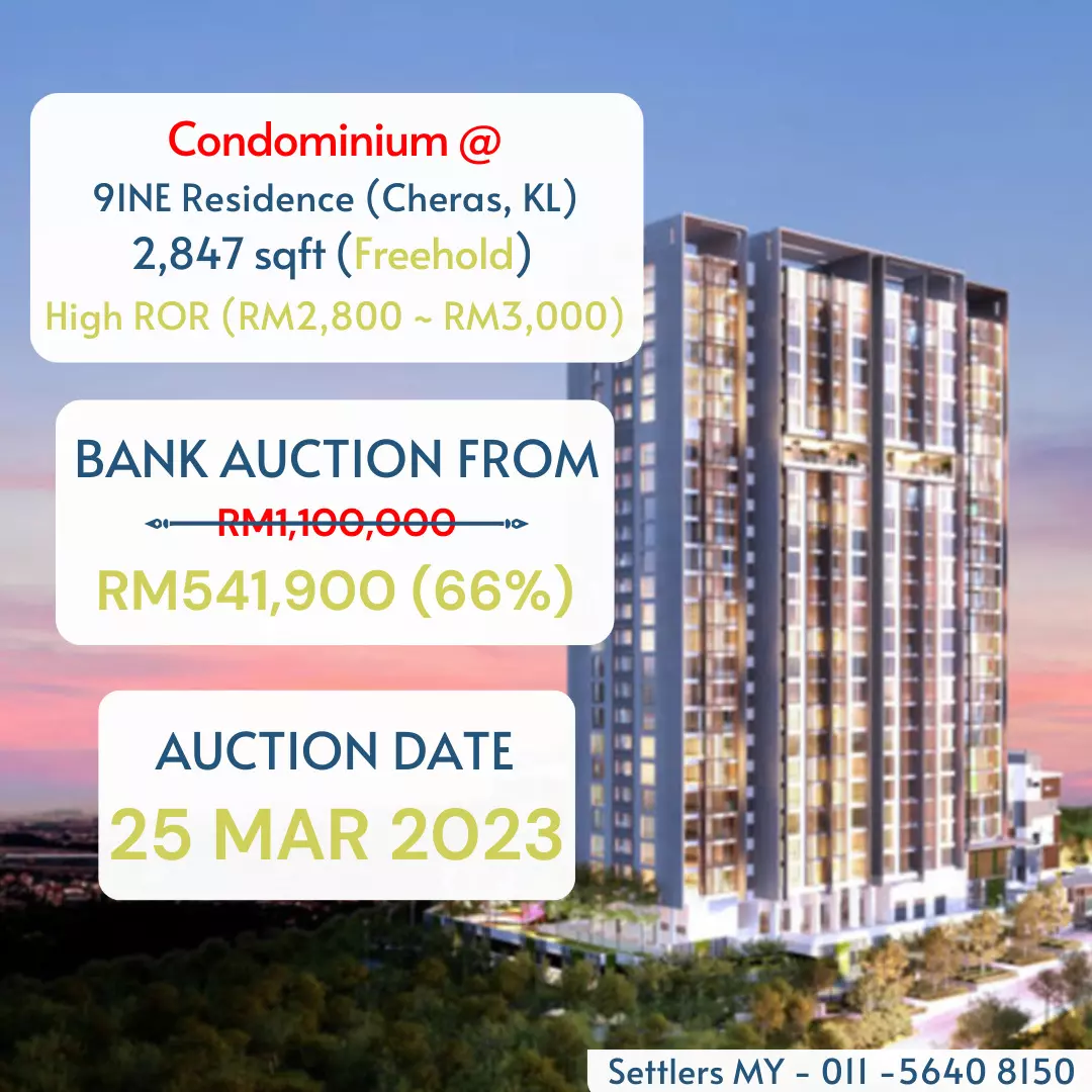 bank lelong 9INE Residence (Cheras), Cheras, Kuala Lumpur for Auction