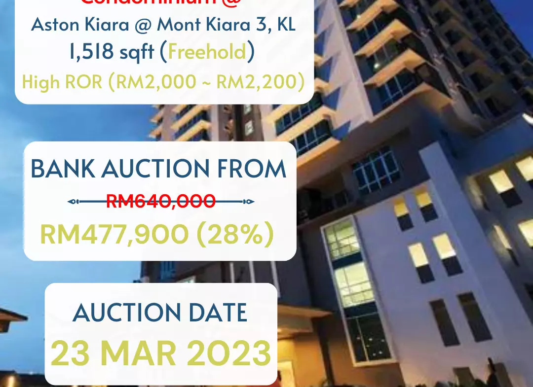 bank lelong Aston Kiara, Mont Kiara 3, Kuala Lumpur for Auction