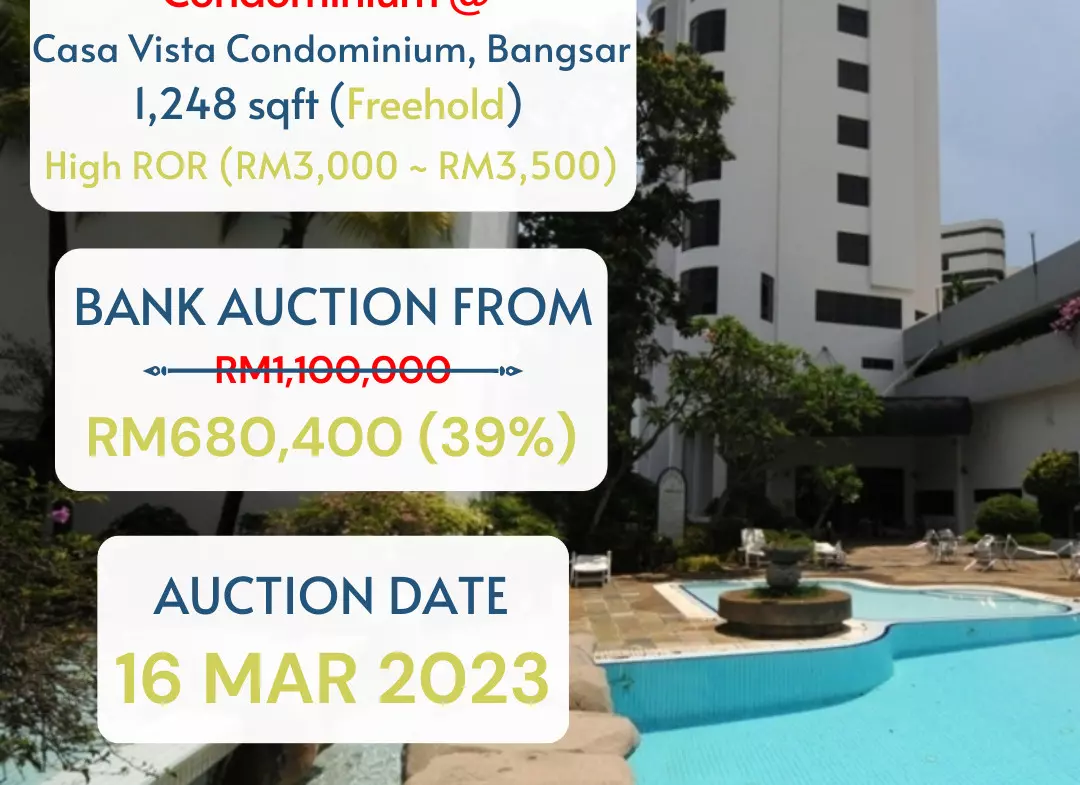bank lelong Condominium Casa Vista Condominium, Bangsar, Kuala Lumpur for Auction