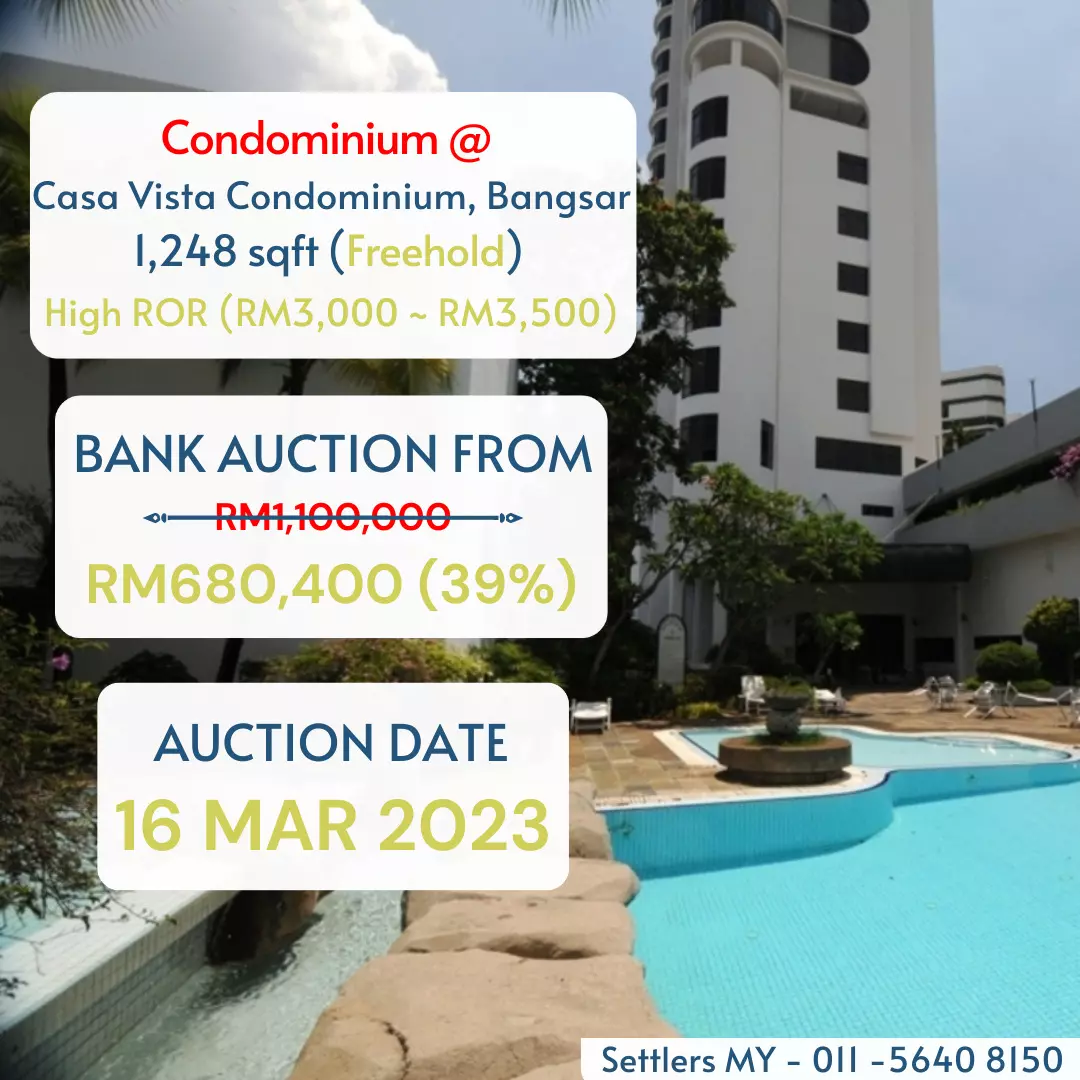bank lelong Condominium Casa Vista Condominium, Bangsar, Kuala Lumpur for Auction