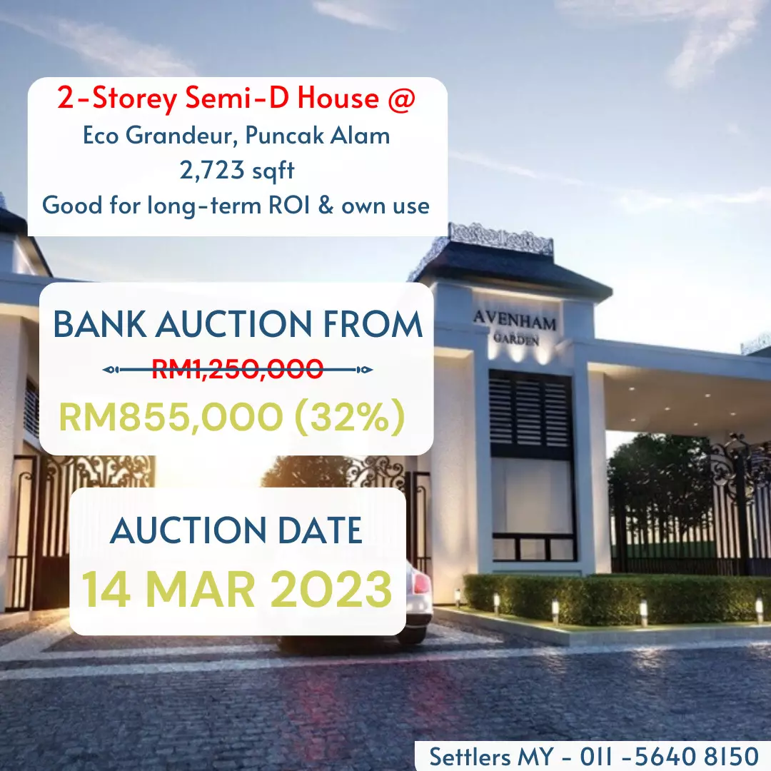 bank lelong Eco Grandeur, Puncak Alam, Selangor for auction