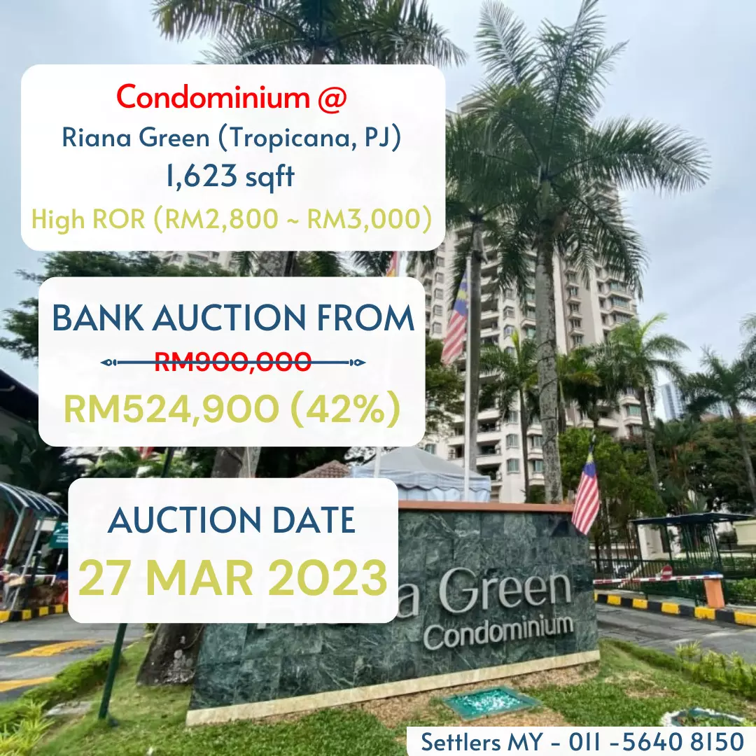 bank lelong Riana Green, Tropicana, Petaling Jaya, Selangor for Auction