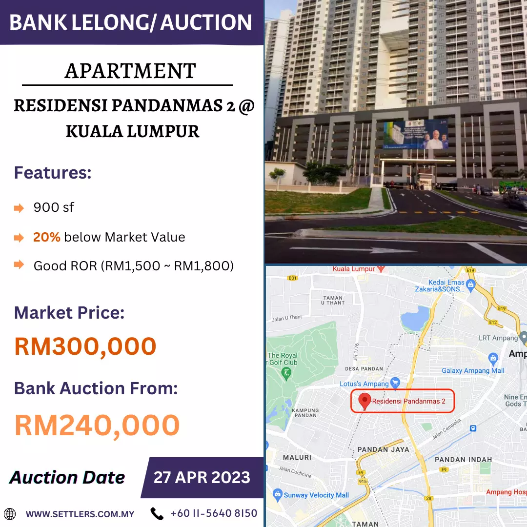 Bank Lelong Apartment @ Residensi Pandanmas 2, Kuala Lumpur for Auction