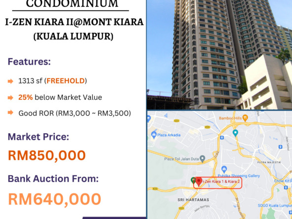 Bank Lelong Condominium @ I-Zen Kiara II, Mont Kiara, Kuala Lumpur for Auction