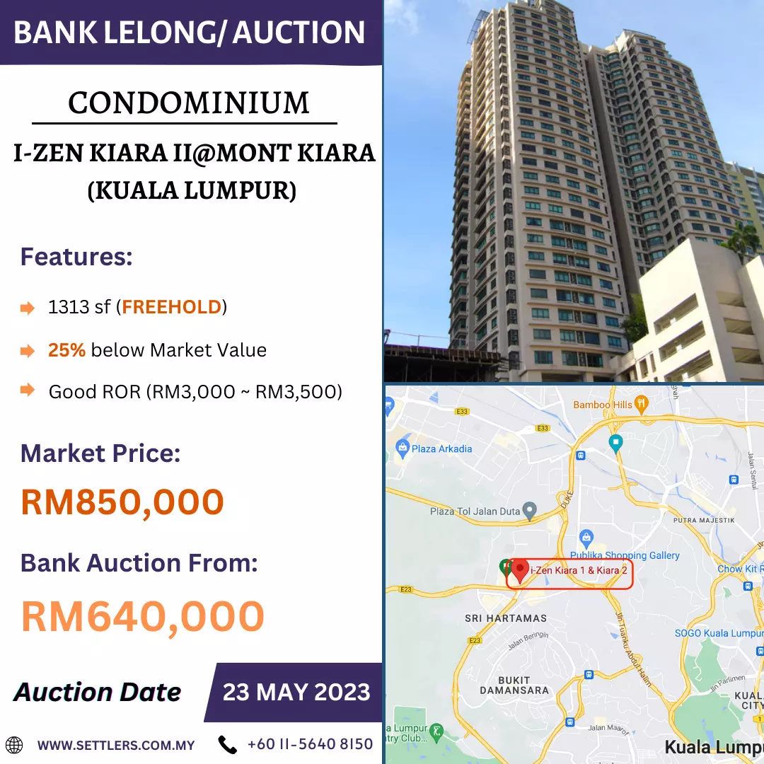 Bank Lelong Condominium @ I-Zen Kiara II, Mont Kiara, Kuala Lumpur for Auction