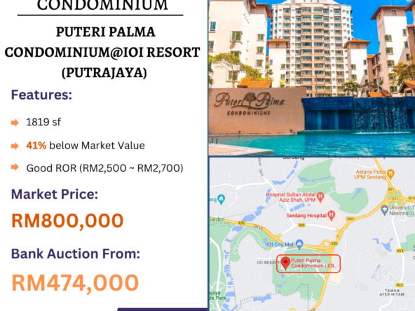 Bank Lelong Condominium @ Puteri Palma Condominium, IOI Resort City, Putrajaya for Auction