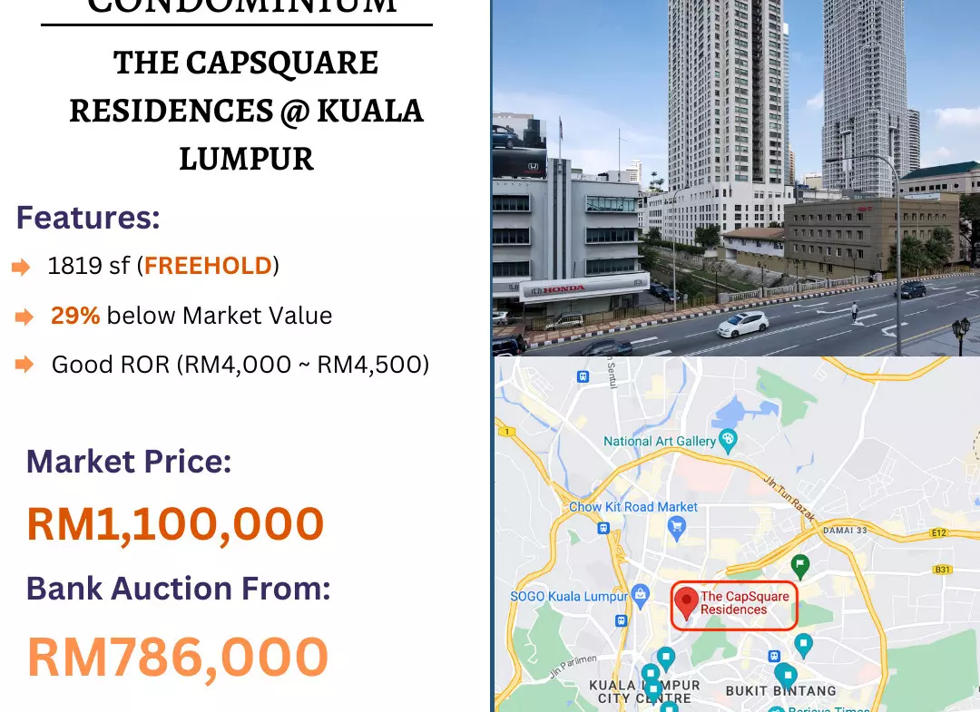 Bank Lelong Condominium @ The Capsquare Residences, Kuala Lumpur for Auction