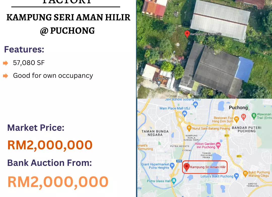 Bank Lelong Factory @ Kampung Seri Aman Hilir, Puchong, Selangor for Auction