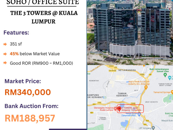 Bank Lelong Office Suite @ The 3 Towers, Jalan Ampang, Kuala Lumpur for Auction