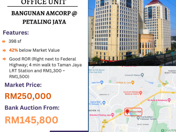 Bank Lelong Office Unit @ Bangunan Amcorp, Petaling Jaya, Selangor for Auction