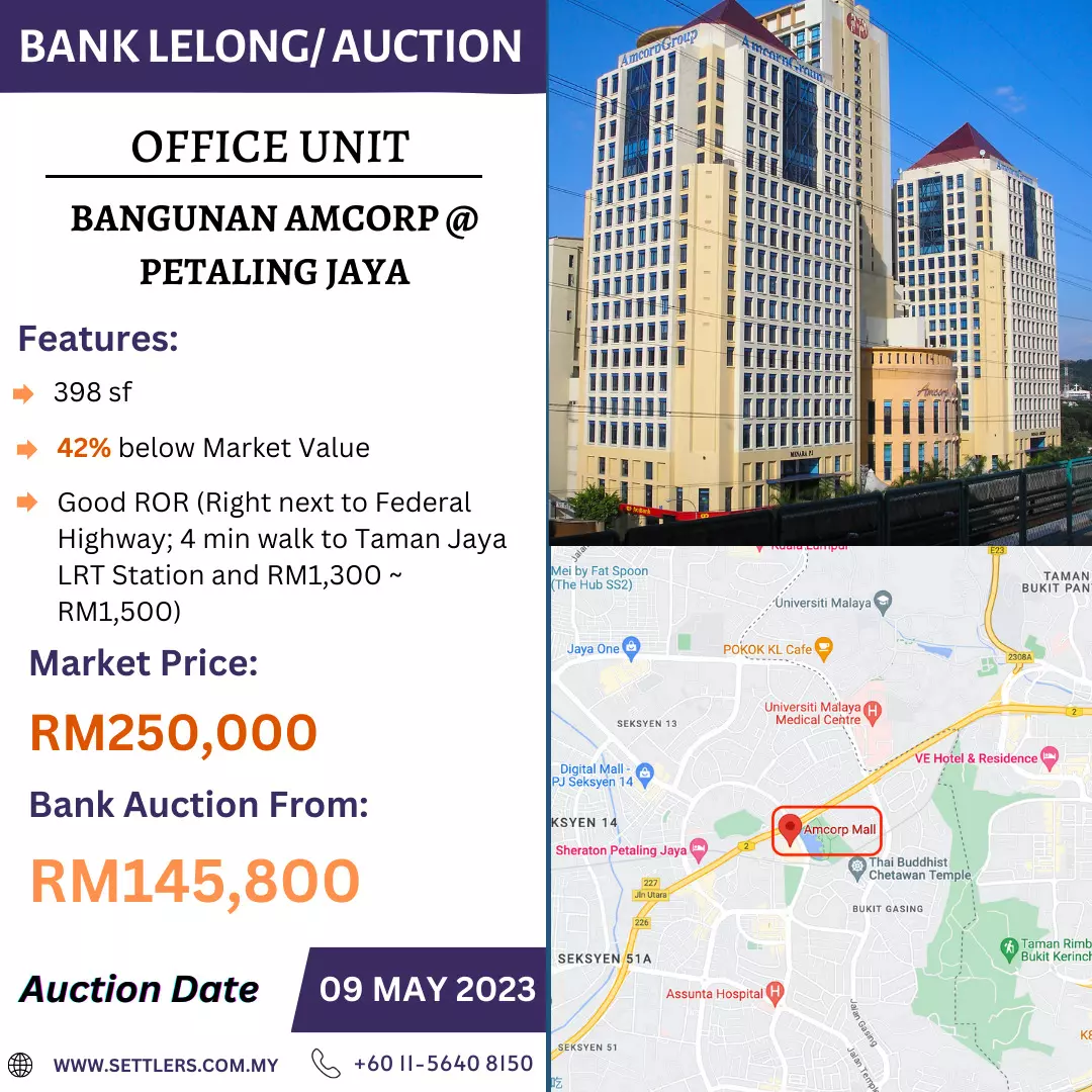 Bank Lelong Office Unit @ Bangunan Amcorp, Petaling Jaya, Selangor for Auction