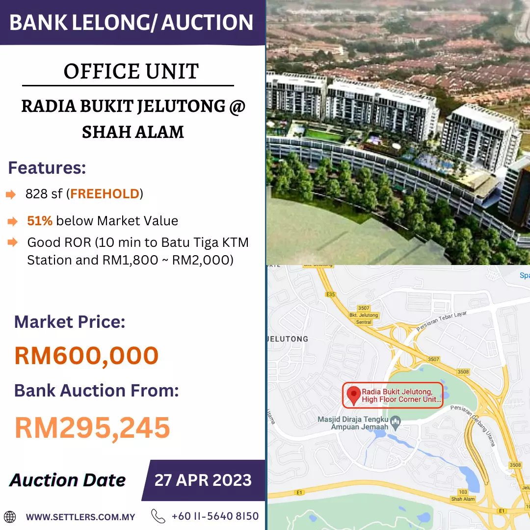 Bank Lelong Office Unit @ Radia Bukit Jelutong, Shah Alam, Selangor for Auction