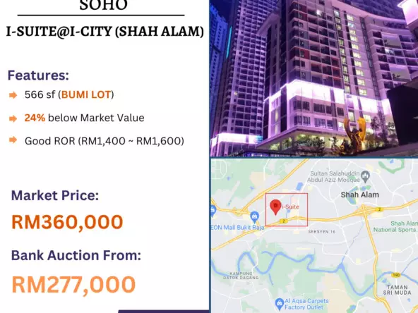 Bank Lelong SOHO @ I-Suite, I-City, Shah Alam, Selangor for Auction
