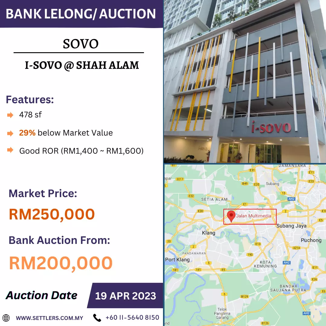 Bank Lelong SOVO @ I-Sovo, Persiaran Multimedia, Shah Alam, Selangor for Auction