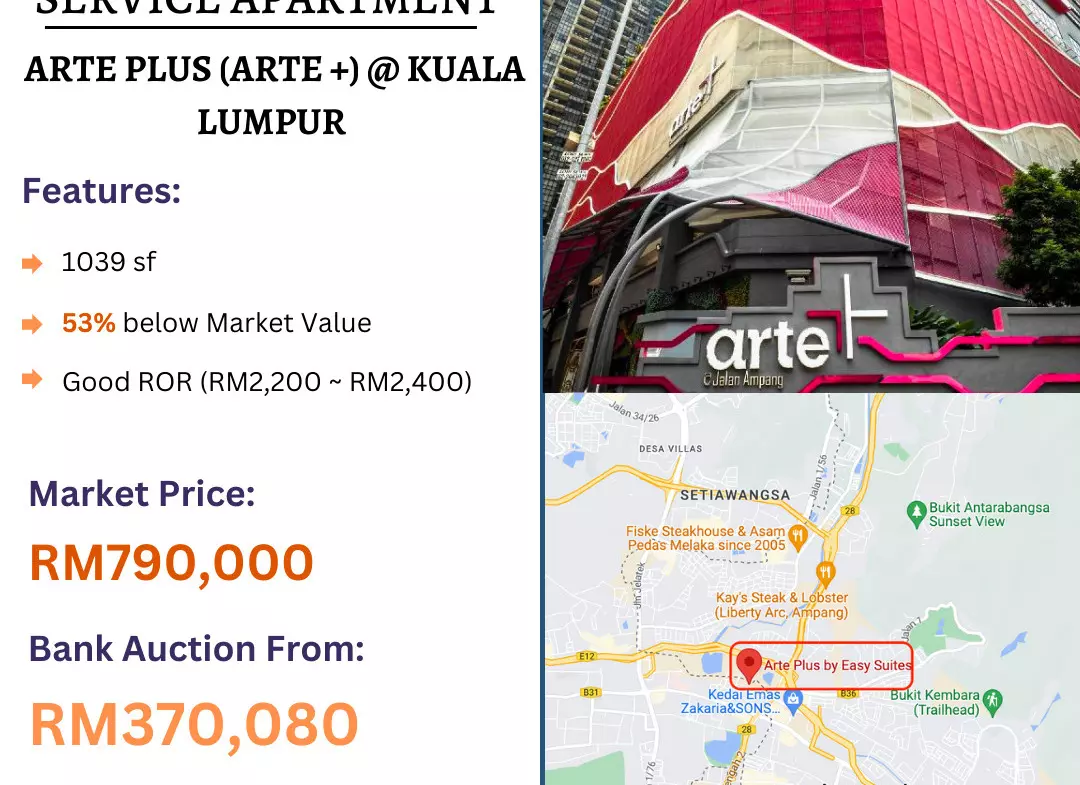 Bank Lelong Service Apartment @ Arte Plus (Arte +), Kuala Lumpur for Auction