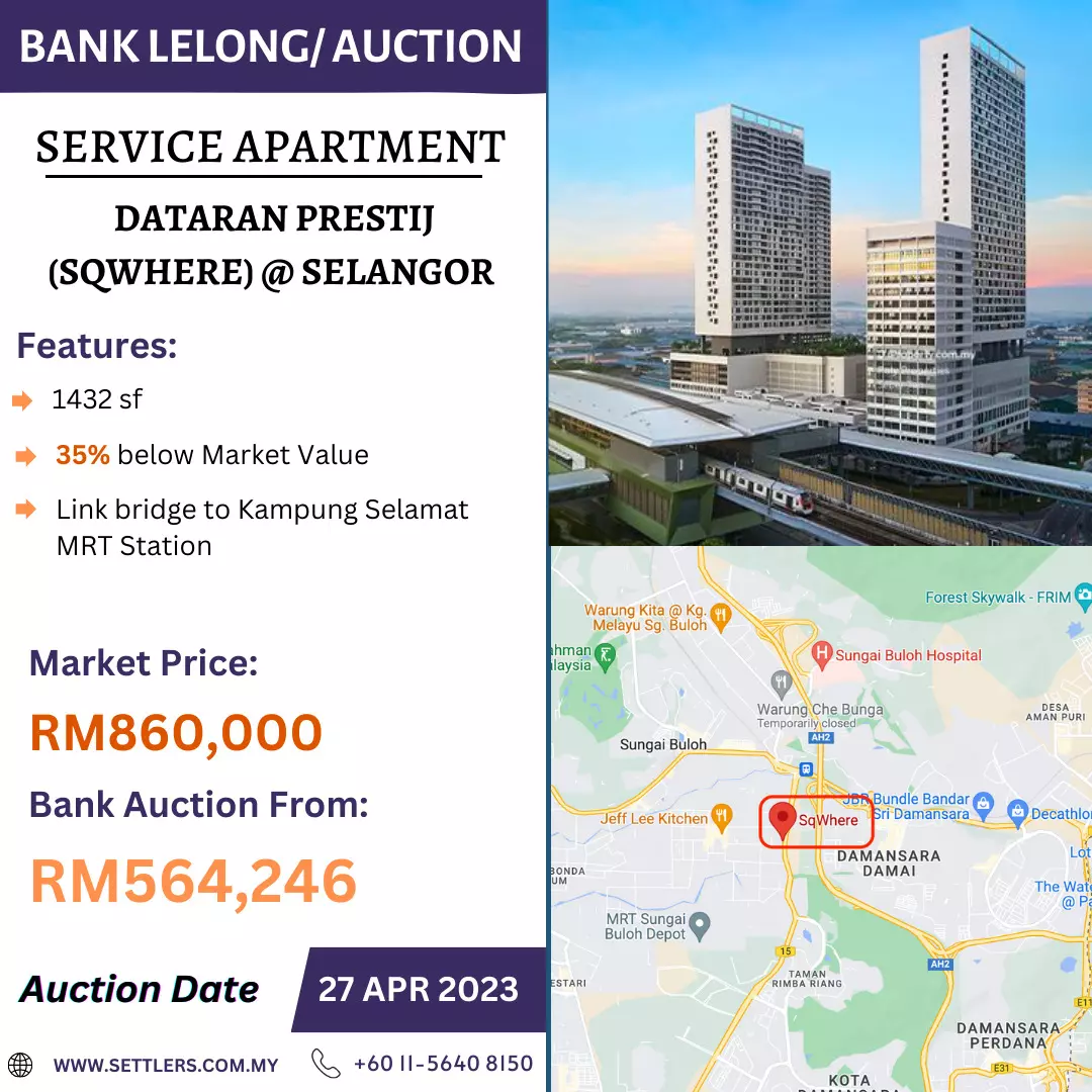 Bank Lelong Service Apartment @ Dataran Prestij (SqWhere), Shah Alam, Selangor for Auction 3