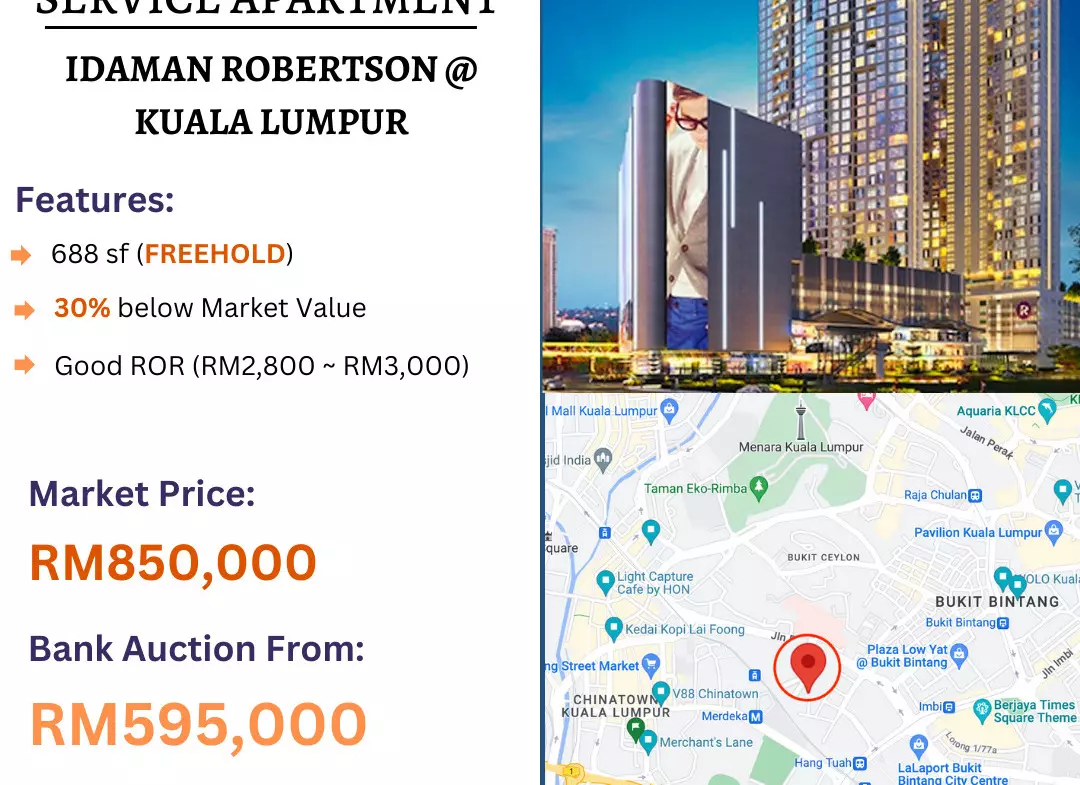 Bank Lelong Service Apartment @ Idaman Robertson, Kuala Lumpur for Auction
