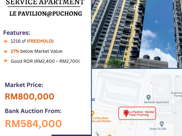 Bank Lelong Service Apartment @ Le Pavilion, Puchong, Selangor for Auction