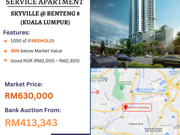 Bank Lelong Service Apartment @ Skyville, Benteng 8, Kuala Lumpur for Auction