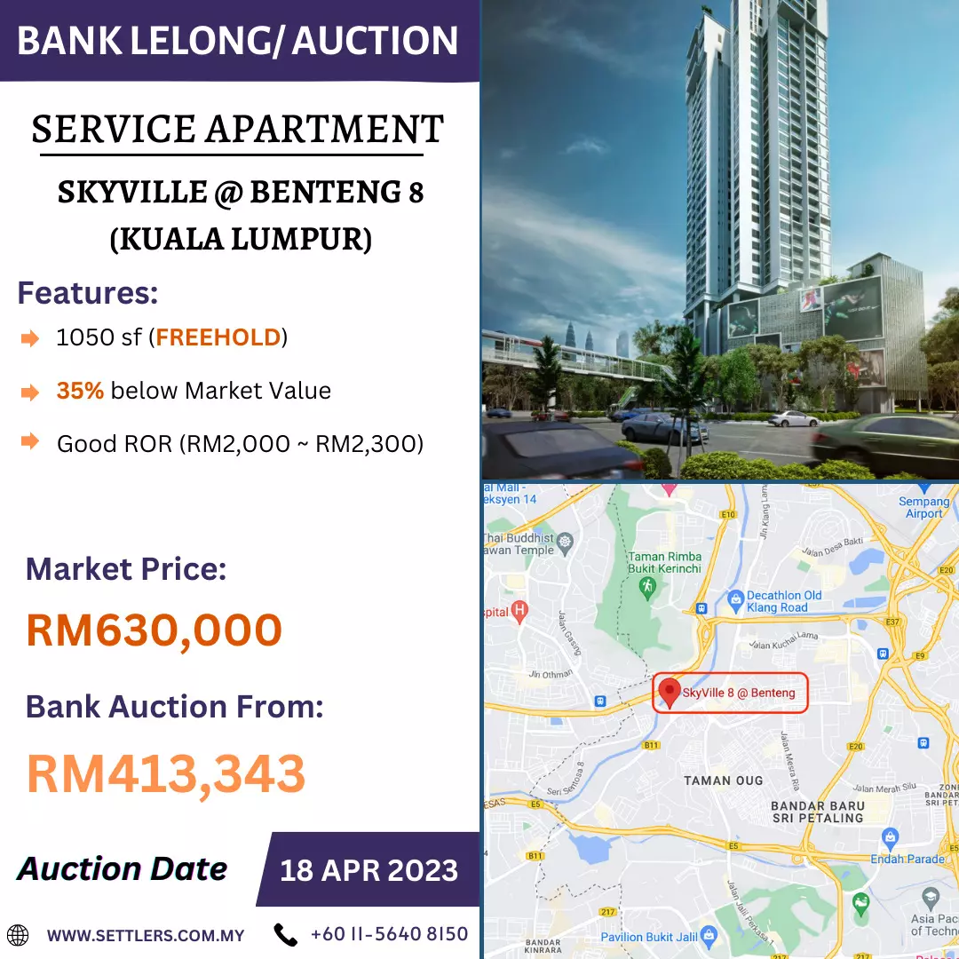 Bank Lelong Service Apartment @ Skyville, Benteng 8, Kuala Lumpur for Auction
