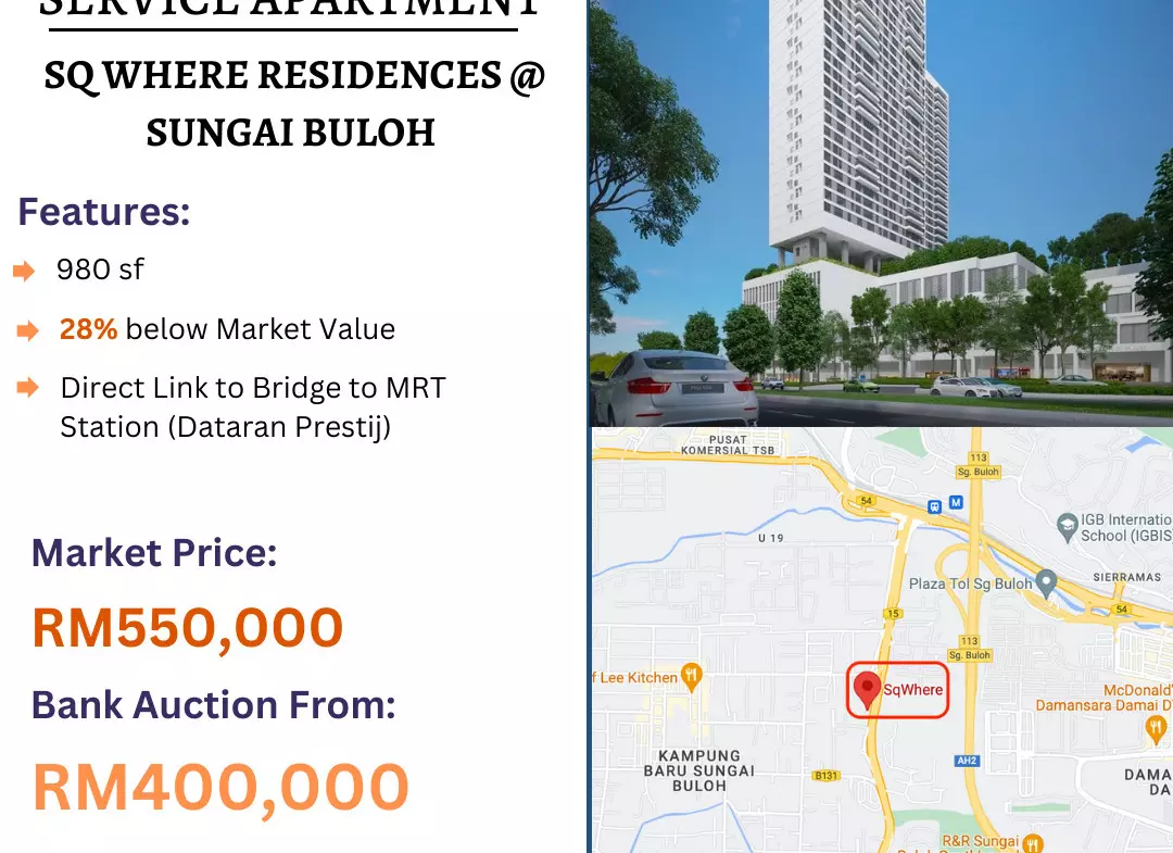 Bank Lelong Service Apartment @ Sq Where Residences, Sungai Buloh, Shah Alam, Selangor for Auction 2