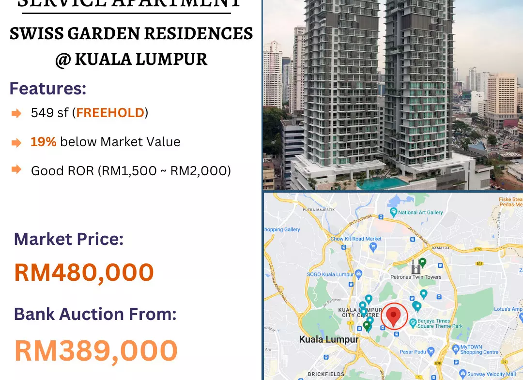 Bank Lelong Service Apartment @ Swiss Garden Residences, Kuala Lumpur for Auction