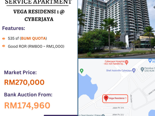 Bank Lelong Service Apartment @ Vega Residensi 1, Cyberjaya, Selangor for Auction