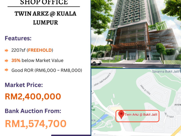 Bank Lelong Shop Office @ Residensi Jalil Idaman, Twin Arkz, Bukit Jalil, Kuala Lumpur for Auction