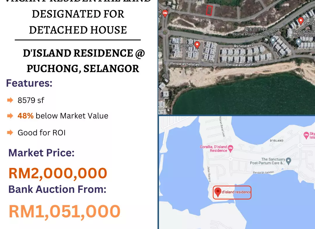 Vacant Residential Land @ D'Island Residence, Puchong, Selangor for Auction