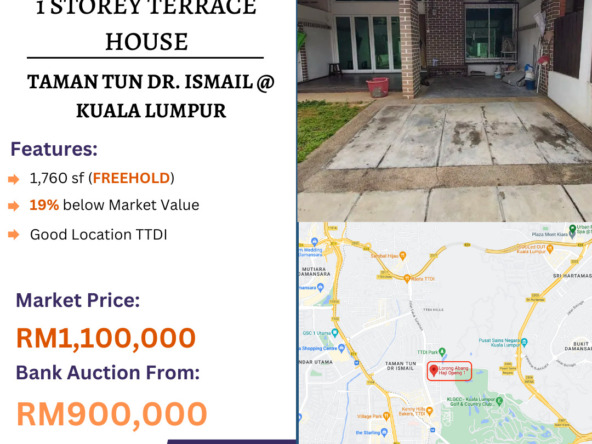 Bank Lelong 1 Storey Terrace House @ Taman Tun Dr. Ismail, Kuala Lumpur for Auction