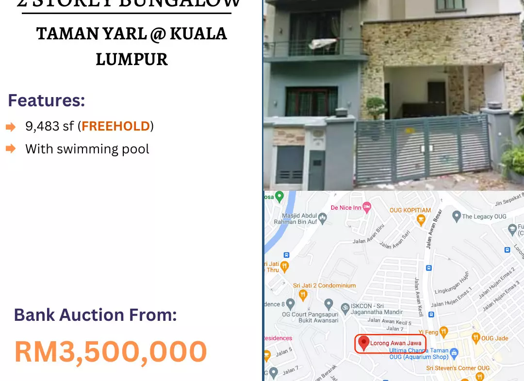 Bank Lelong 2 Storey Bungalow @ Taman Yarl, Kuala Lumpur for Auction