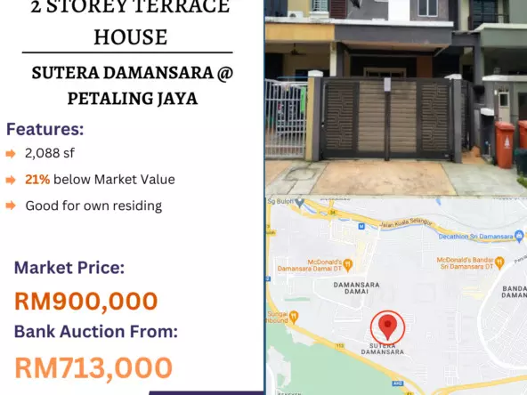 Bank Lelong 2 Storey Terrace House @ Sutera Damansara, Petaling Jaya, Selangor for Auction