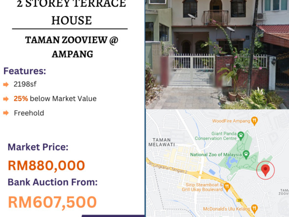Bank Lelong 2 Storey Terrace House @ Taman Zooview, Ampang, Selangor for Auction
