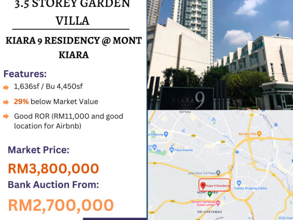 Bank Lelong 3.5 Storey Garden Villa @ Kiara 9 Residency, Mont Kiara, Kuala Lumpur for Auction