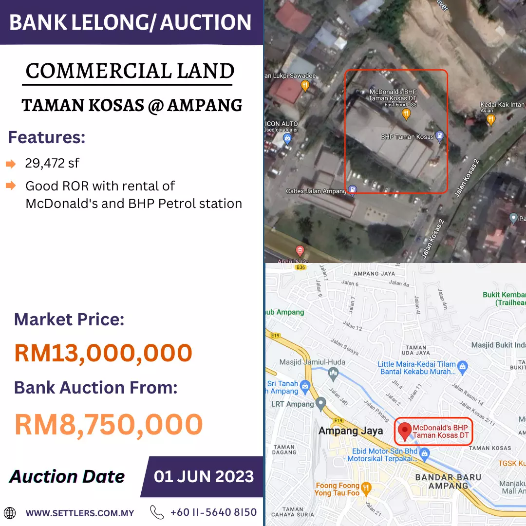 Bank Lelong Commercial Land @ Taman Kosas, Ampang, Selangor for Auction