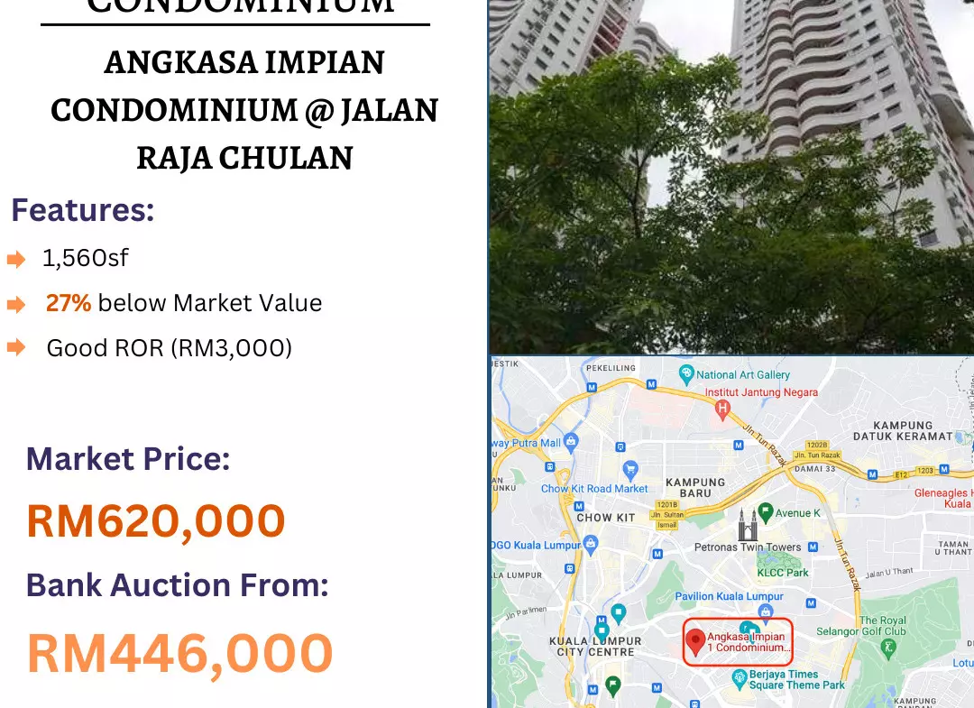 Bank Lelong Condominium @ Angkasa Impian Condominium, Off Jalan Raja Chulan, Kuala Lumpur for Auction