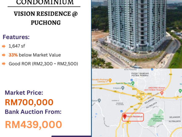 Bank Lelong Condominium @ Vision Residence, Puchong, Selangor for Auction