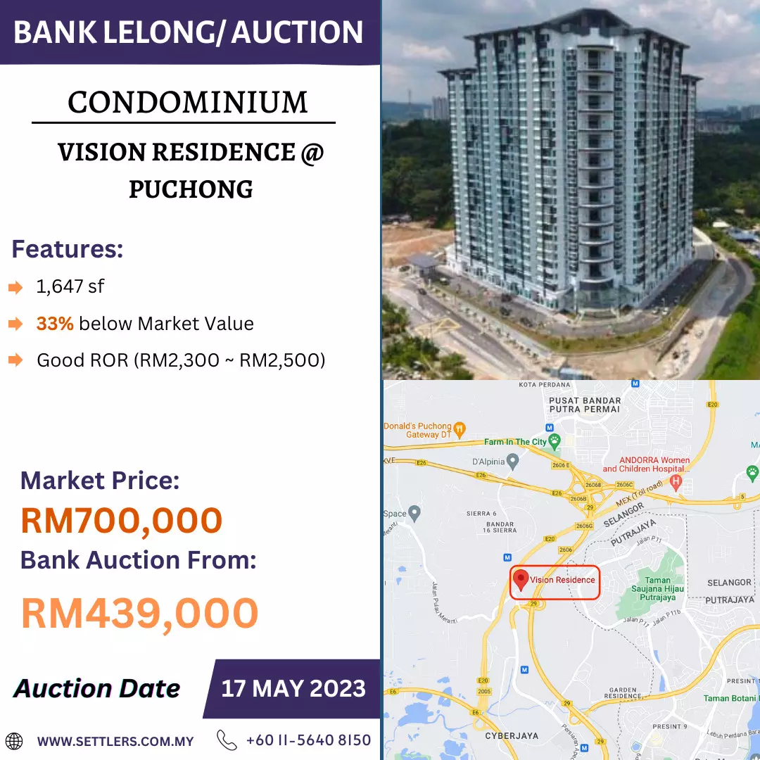 Bank Lelong Condominium @ Vision Residence, Puchong, Selangor for Auction