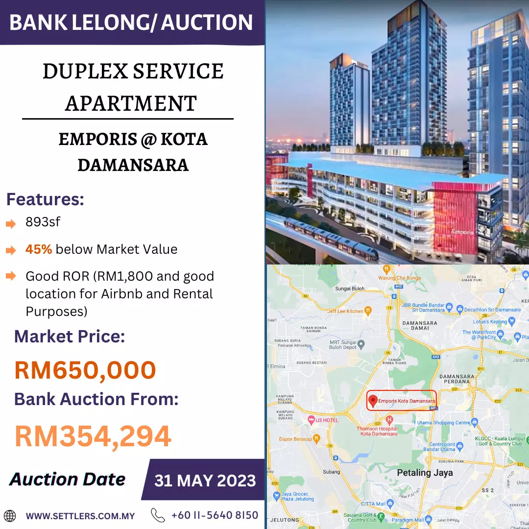 Bank Lelong Duplex Service Apartment @ Emporis, Kota Damansara, Petaling Jaya for Auction